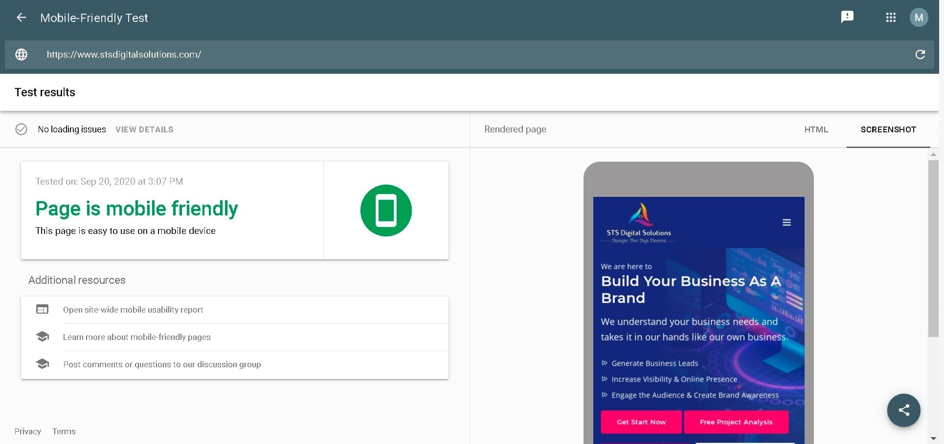mobile friendly website